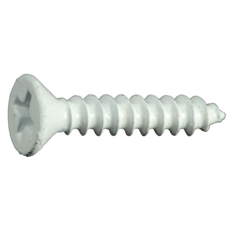 Sheet Metal Screw, #6 X 1 In, White Steel Pan Head Phillips Drive, 40 PK